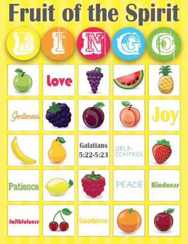 fruit of the spirit bingo|fruits of the spirit game.